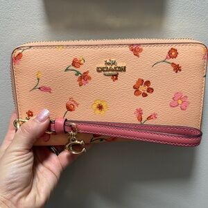 Coach Pink Floral Wristlet Wallet